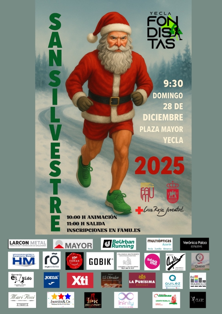 Cartel SSY 2025 patrocinadores RRSS Cartel San Silvestre Green Christmas 2025